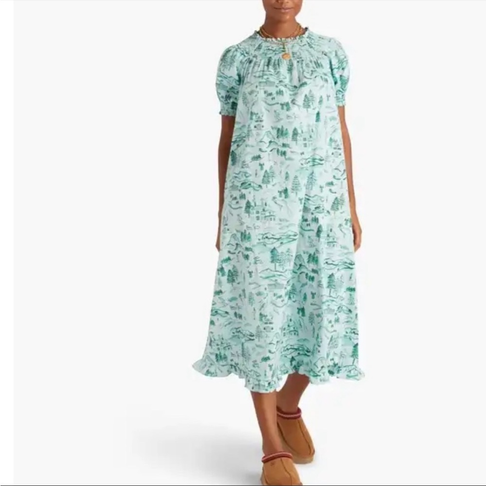 NWT Hill House Caroline Nap Dress In Ski Chalet Green XS